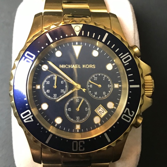 Michael Kors Other - MICHAEL KORS Chronograph Navy Dial Gold Watch